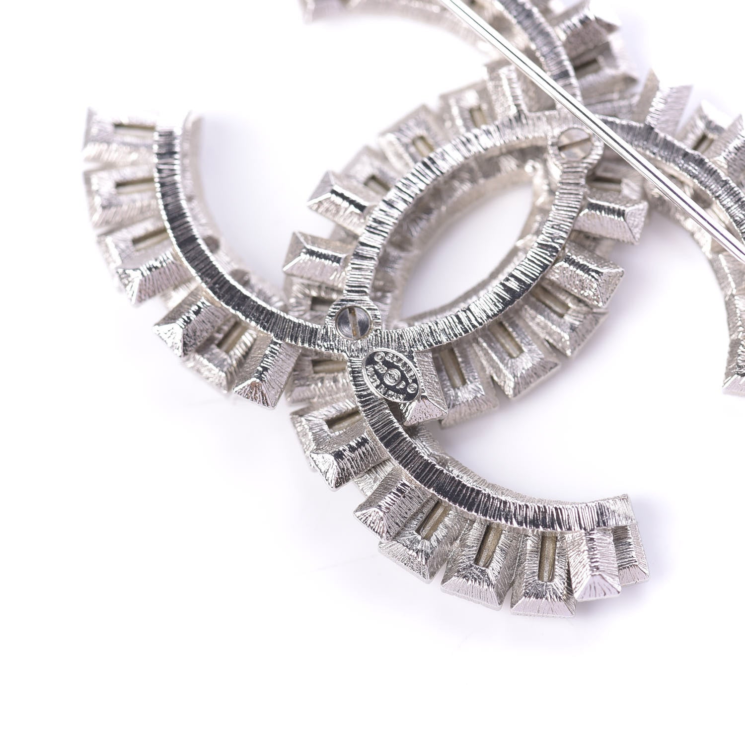 Chanel Crystal Baguette CC Brooch Silver Black 3 of 4