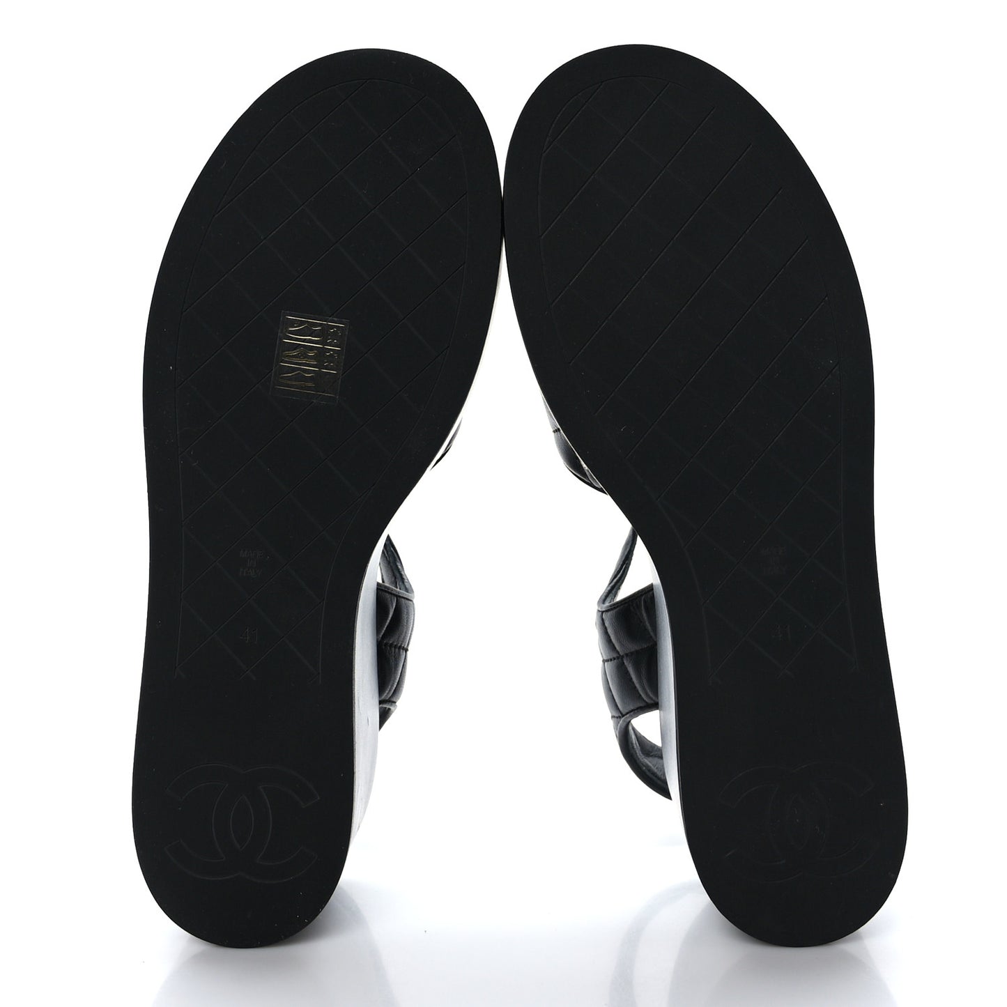Lambskin Quilted CC Platform Sandals 41 Black