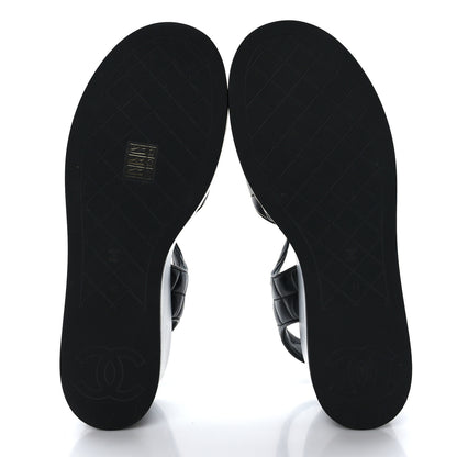 Chanel Lambskin Quilted CC Platform Sandals 41 Black 5 of 8
