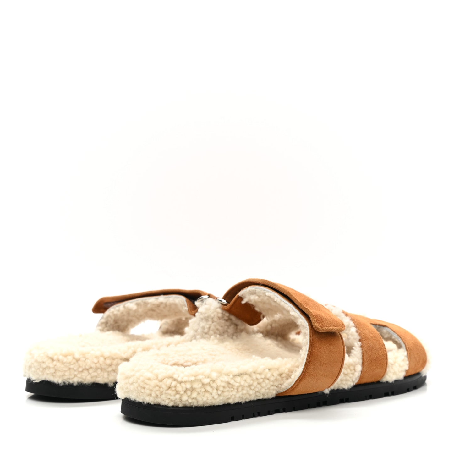 Suede Goatskin Woolskin Womens Chypre Sandals 39.5 Brun Fume Ecru