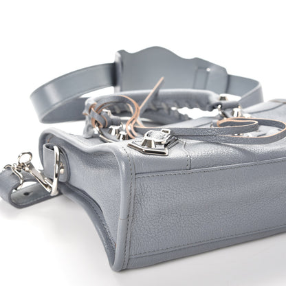 Balenciaga Chevre Silver Metallic Edge Hardware Mini City Bleu Acier 8 of 9