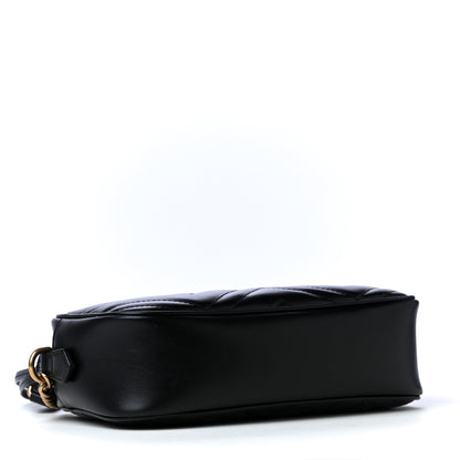 Gucci Calfskin Matelasse Small GG Marmont Chain Shoulder Bag Black 3 of 4