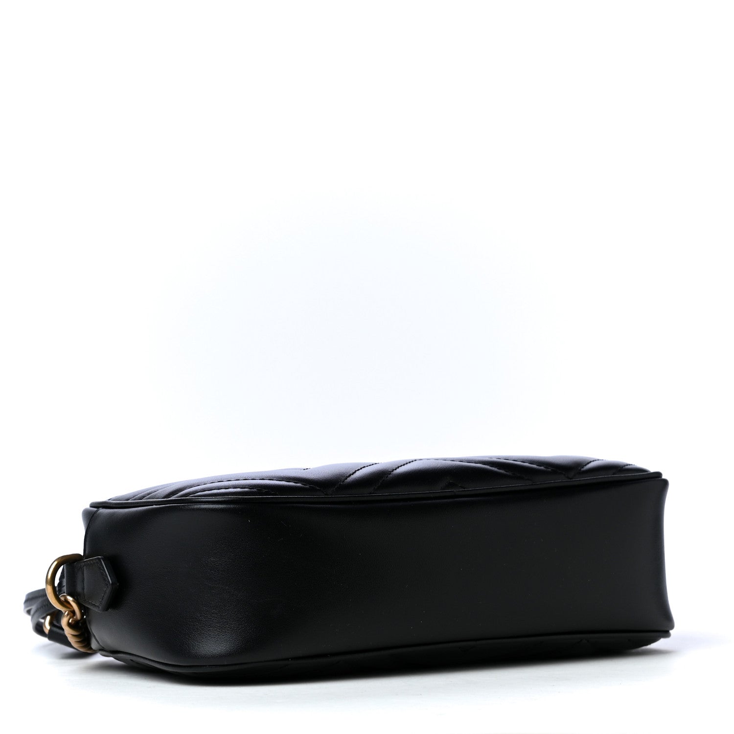 Gucci Calfskin Matelasse Small GG Marmont Chain Shoulder Bag Black 3 of 4