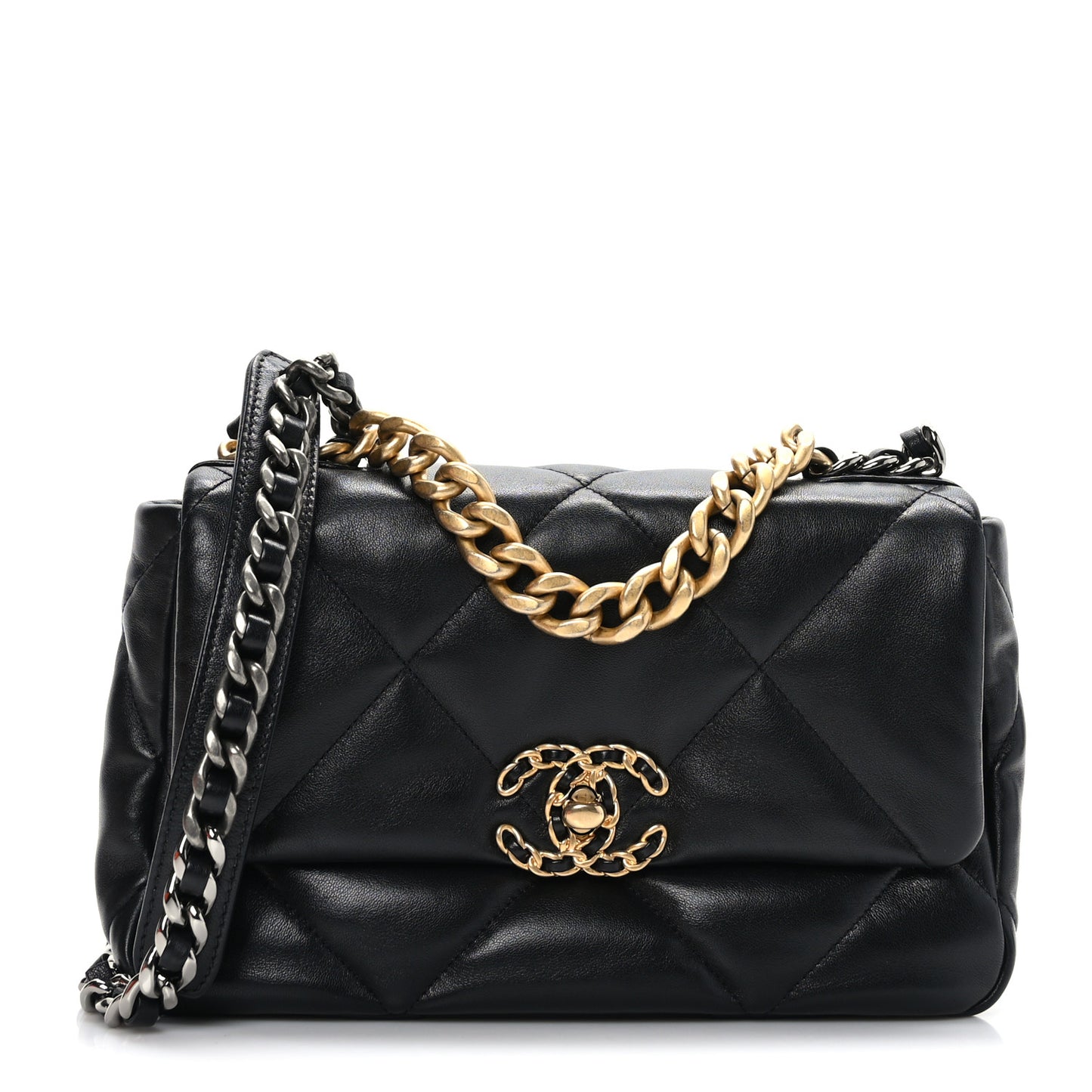 Lambskin Quilted Medium Chanel 19 Flap Black