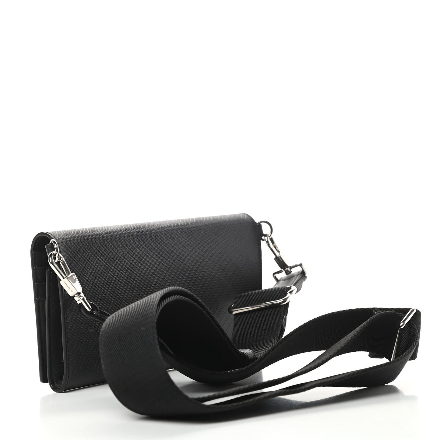 London Check Wallet with Detachable Strap Charcoal