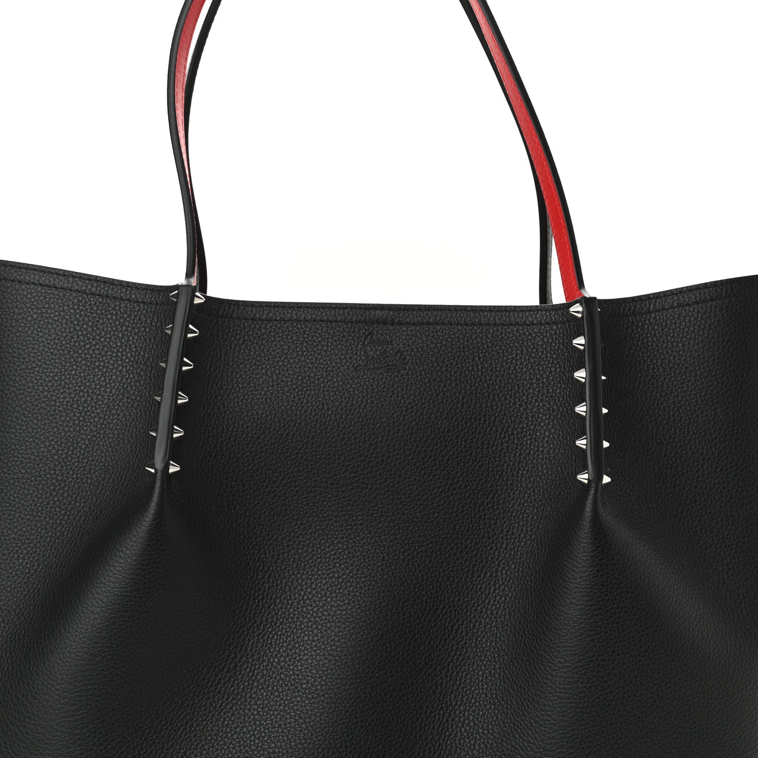 Christian Louboutin Calfskin Spiked Large Cabarock Shopper Tote Black 7 of 9