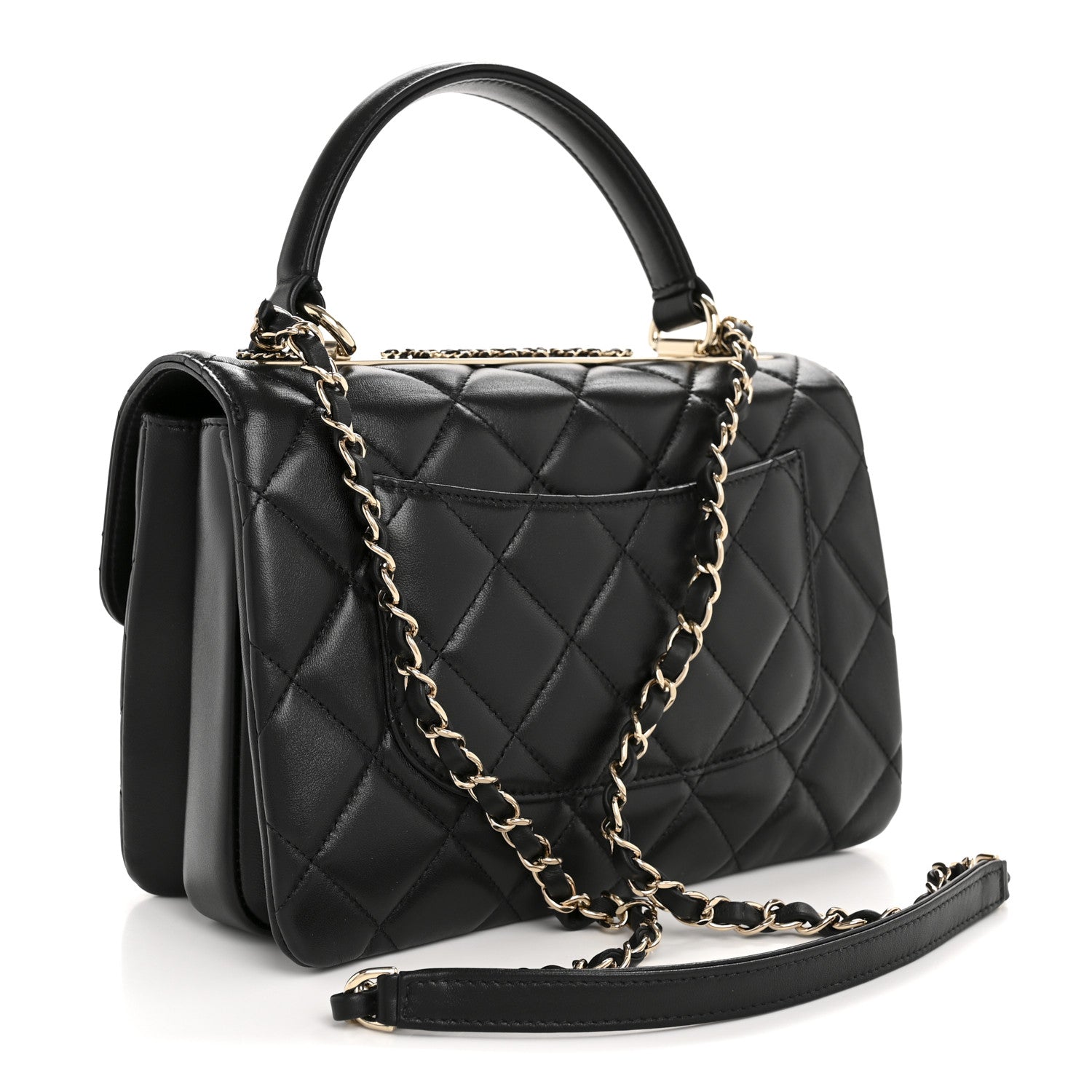 Chanel Lambskin Quilted Small Trendy CC Chain Dual Handle Flap Bag Black 3 of 11