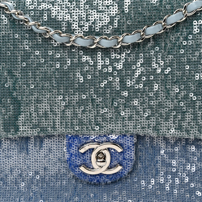 Chanel Sequin Large Waterfall Flap Light Blue 8 of 10
