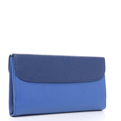Miu Miu Goatskin Madras Bi-Color Continental Wallet Cobalto Marea 3 of 7