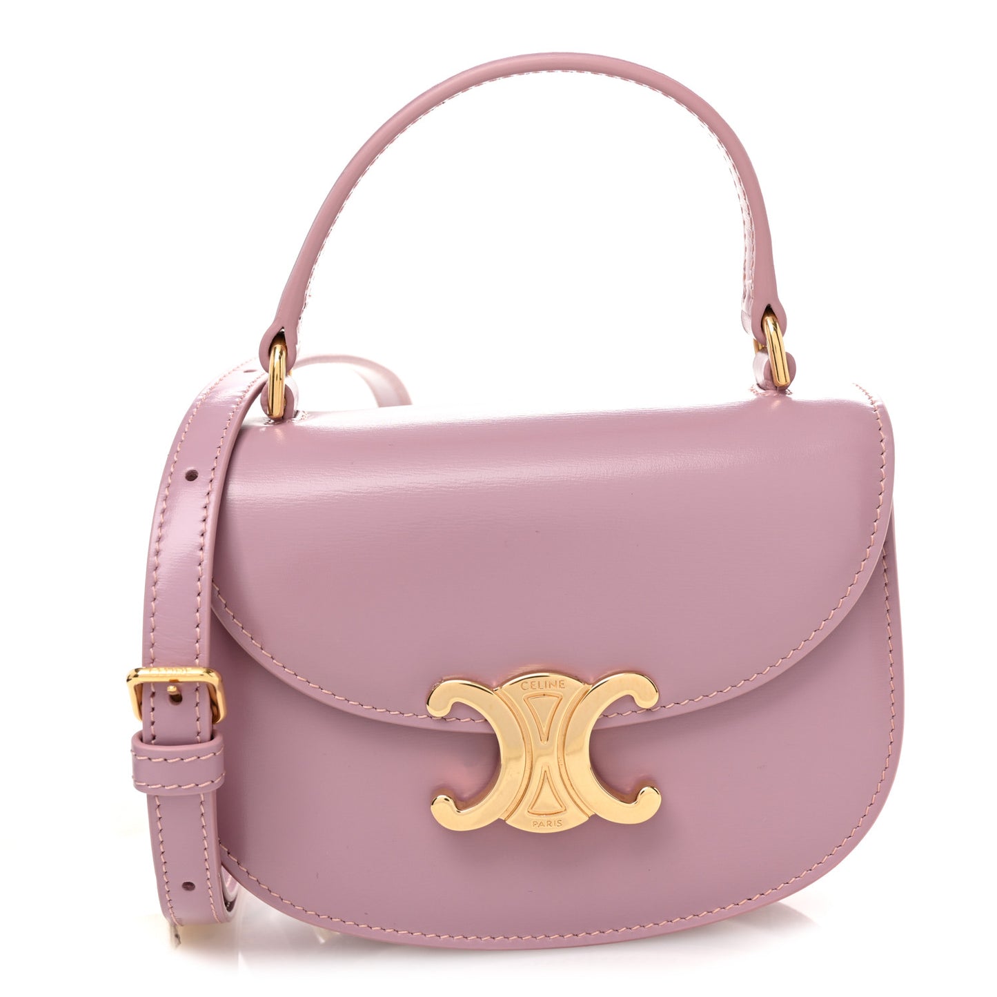 Shiny Calfskin Triomphe Mini Besace Clea Petal