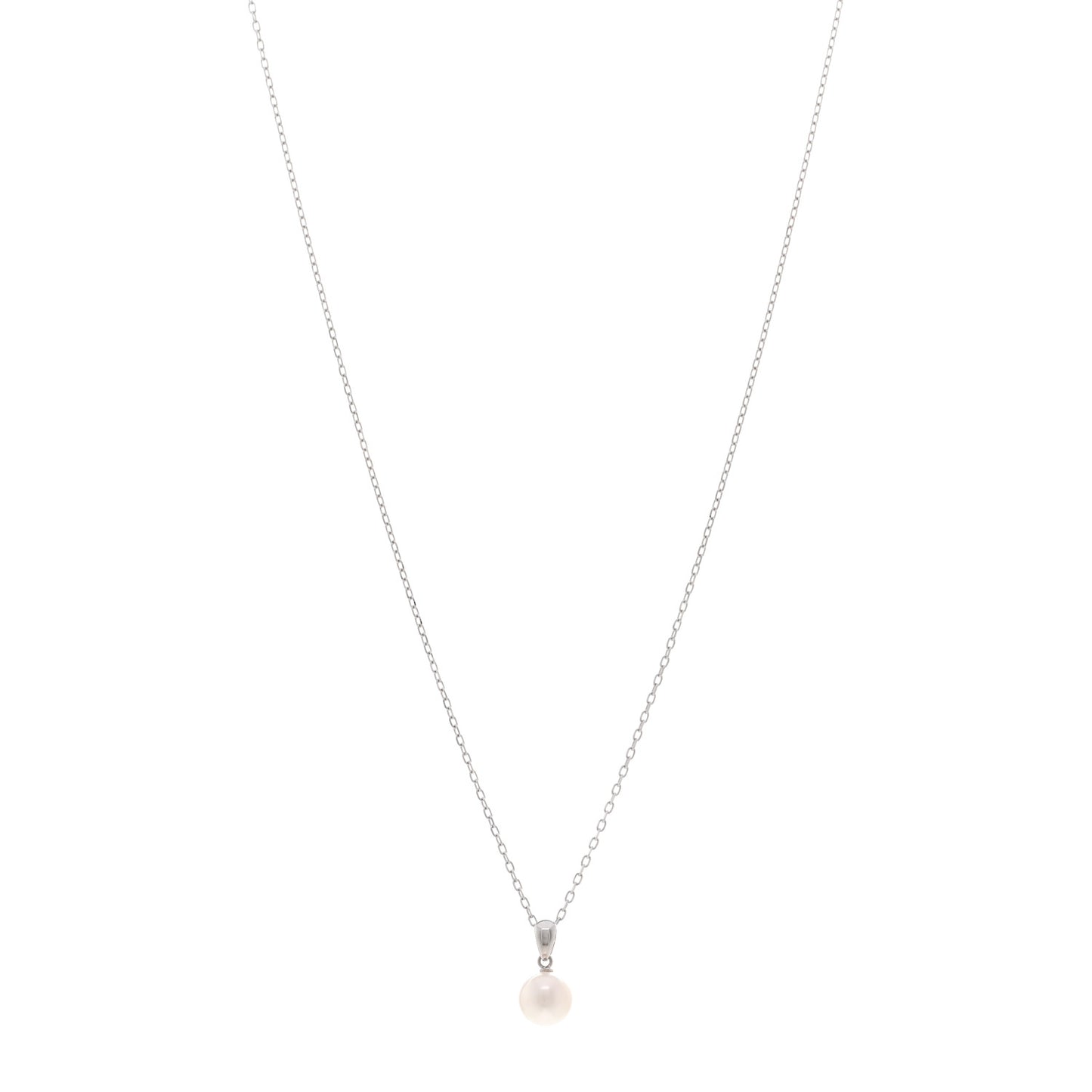 18K White Gold Akoya Pearl 7.5mm Pendant Necklace