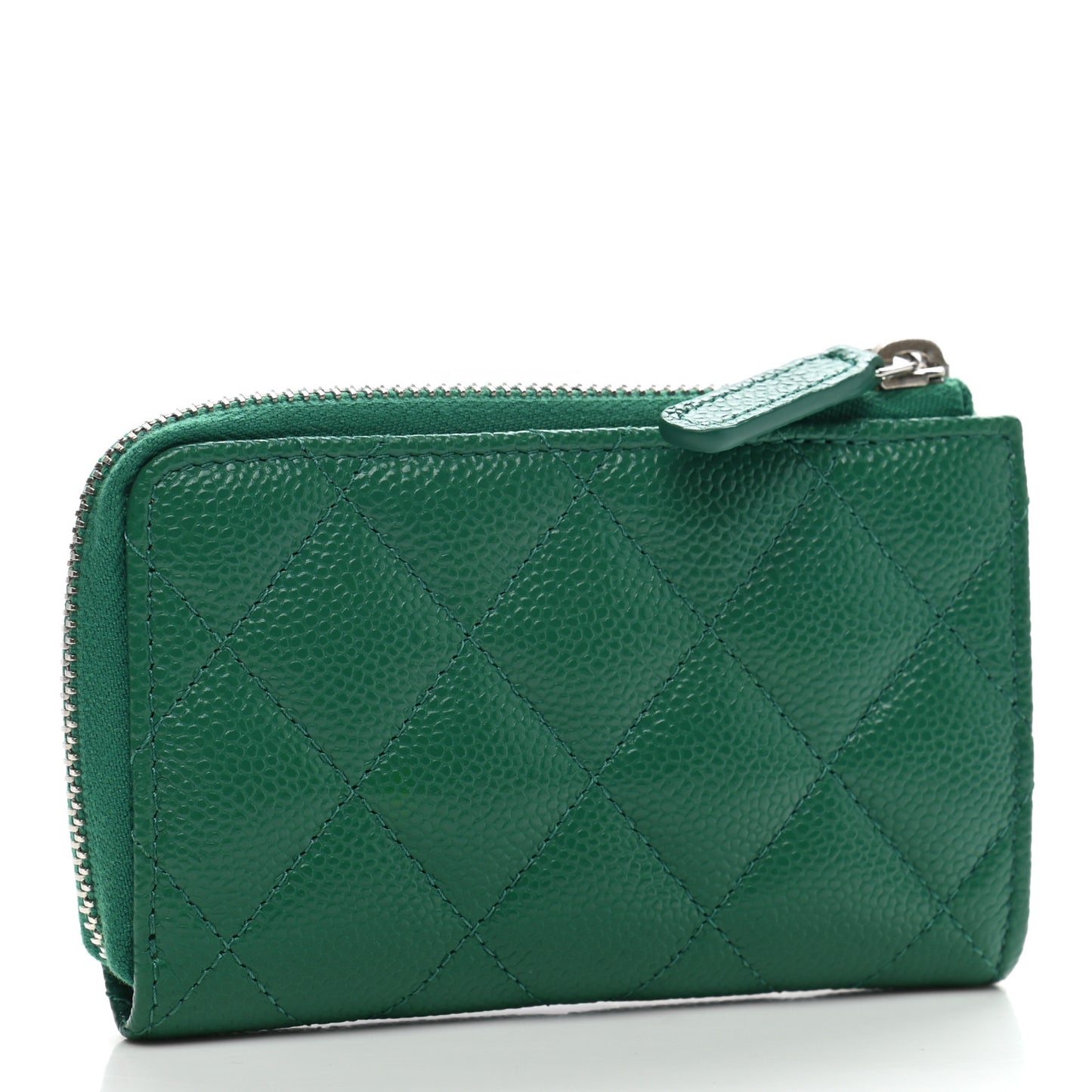 Caviar Quilted Zipped Key Holder Case Green