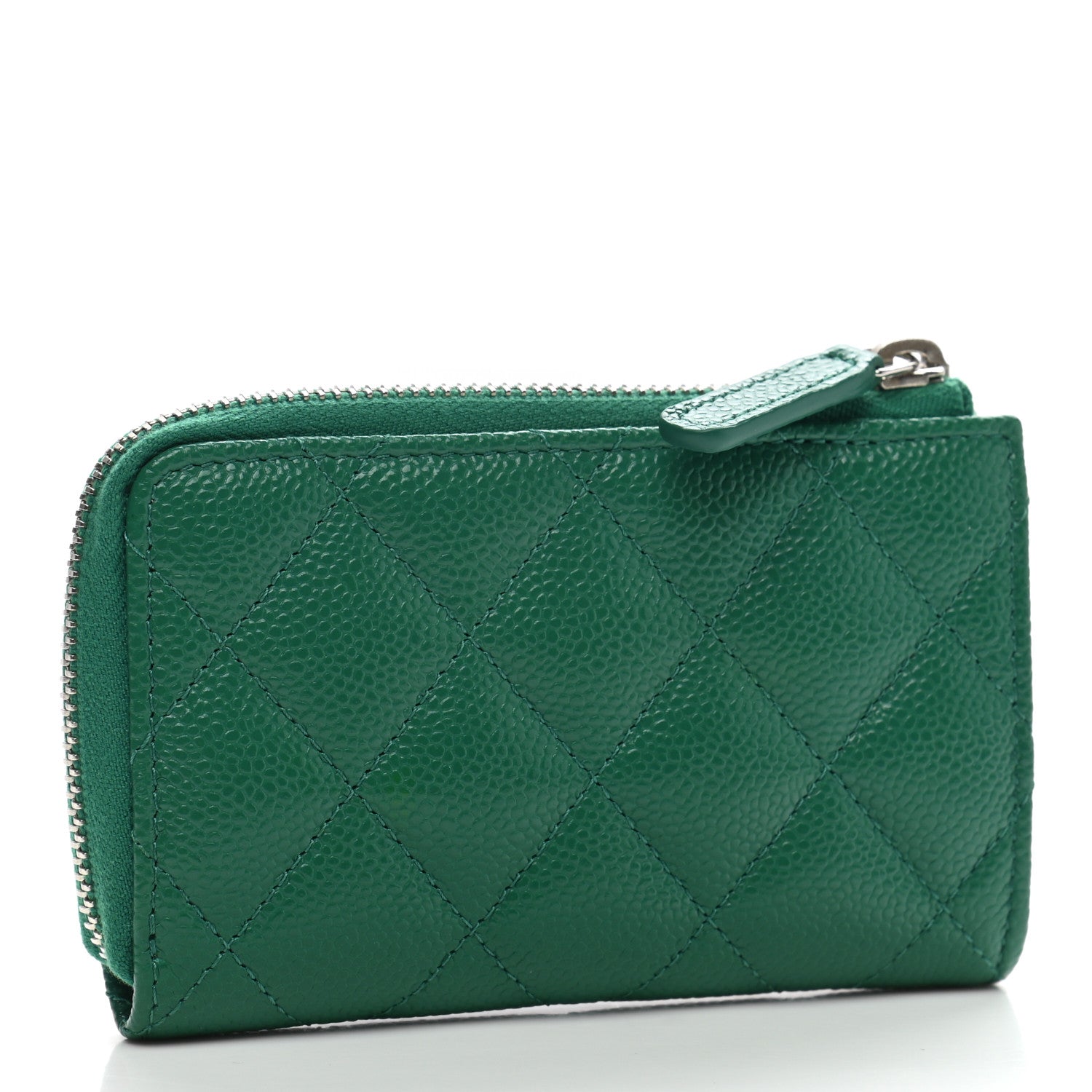 Chanel Caviar Quilted Zipped Key Holder Case Green 3 of 8