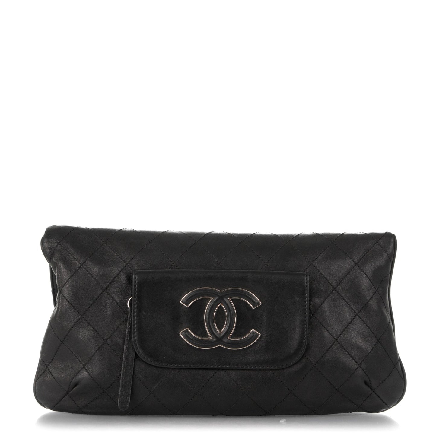 Lambskin Diamond Stitch Convertible Clutch Black