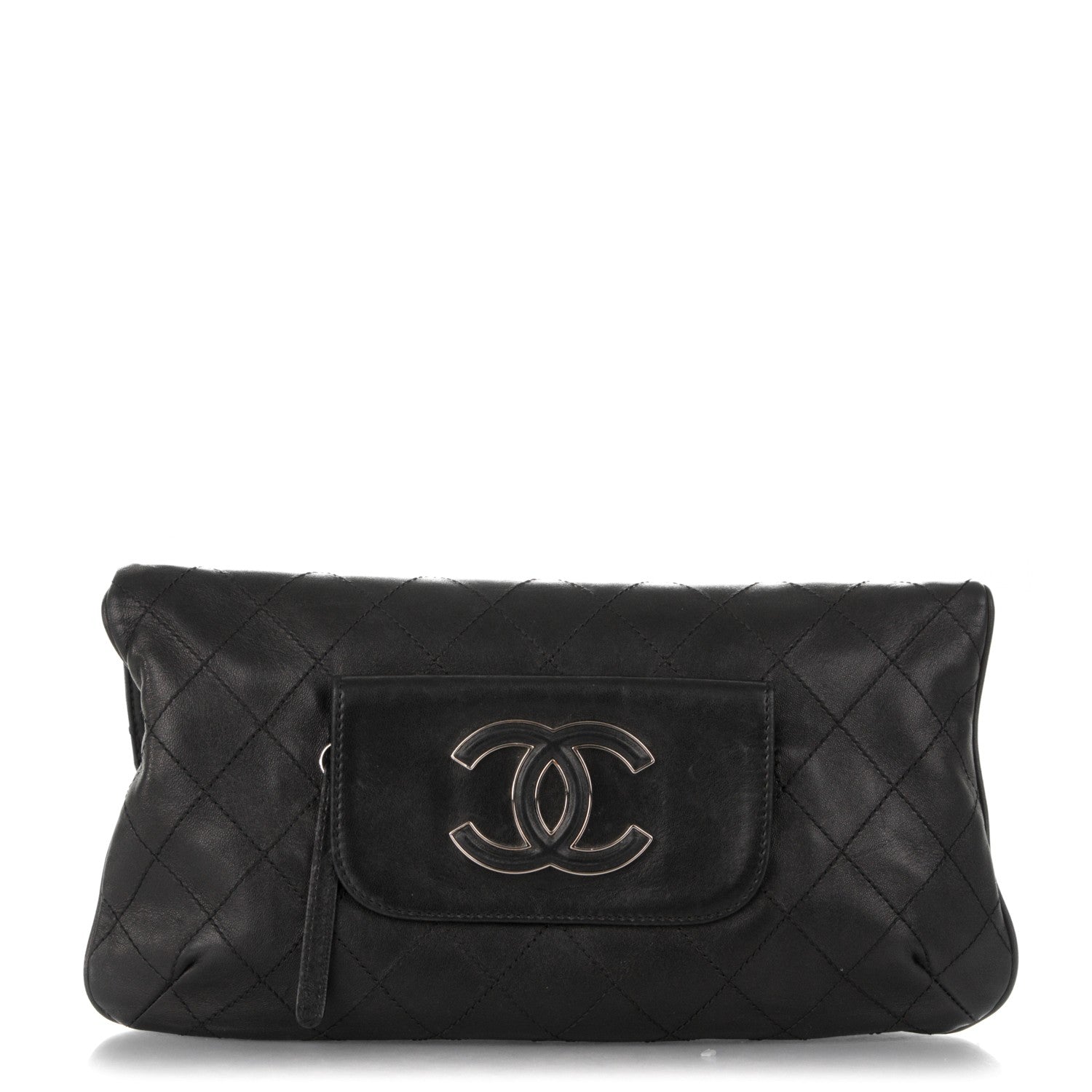 Chanel Lambskin Diamond Stitch Convertible Clutch Black 1 of 8