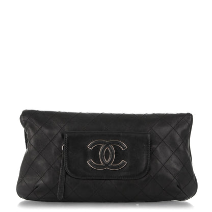 Chanel Lambskin Diamond Stitch Convertible Clutch Black 1 of 8
