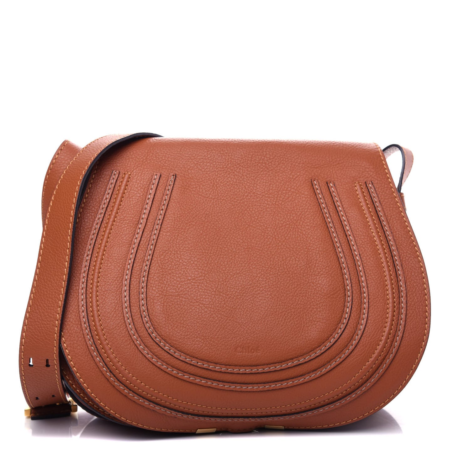 Calfskin Medium Marcie Round Crossbody Bag Tan
