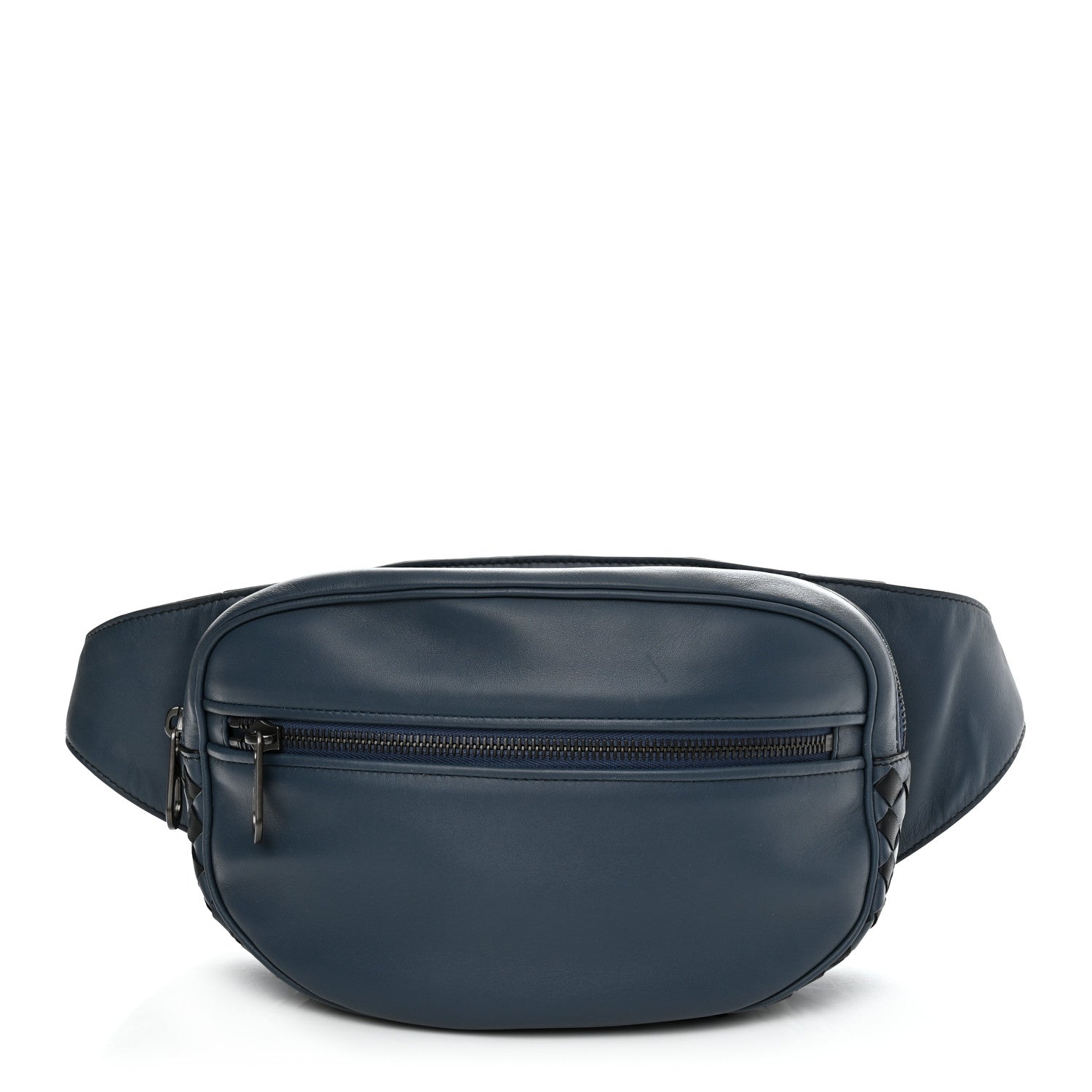 Bottega Veneta Nappa Intrecciato Front Zip Belt Bag Blue 1 of 9