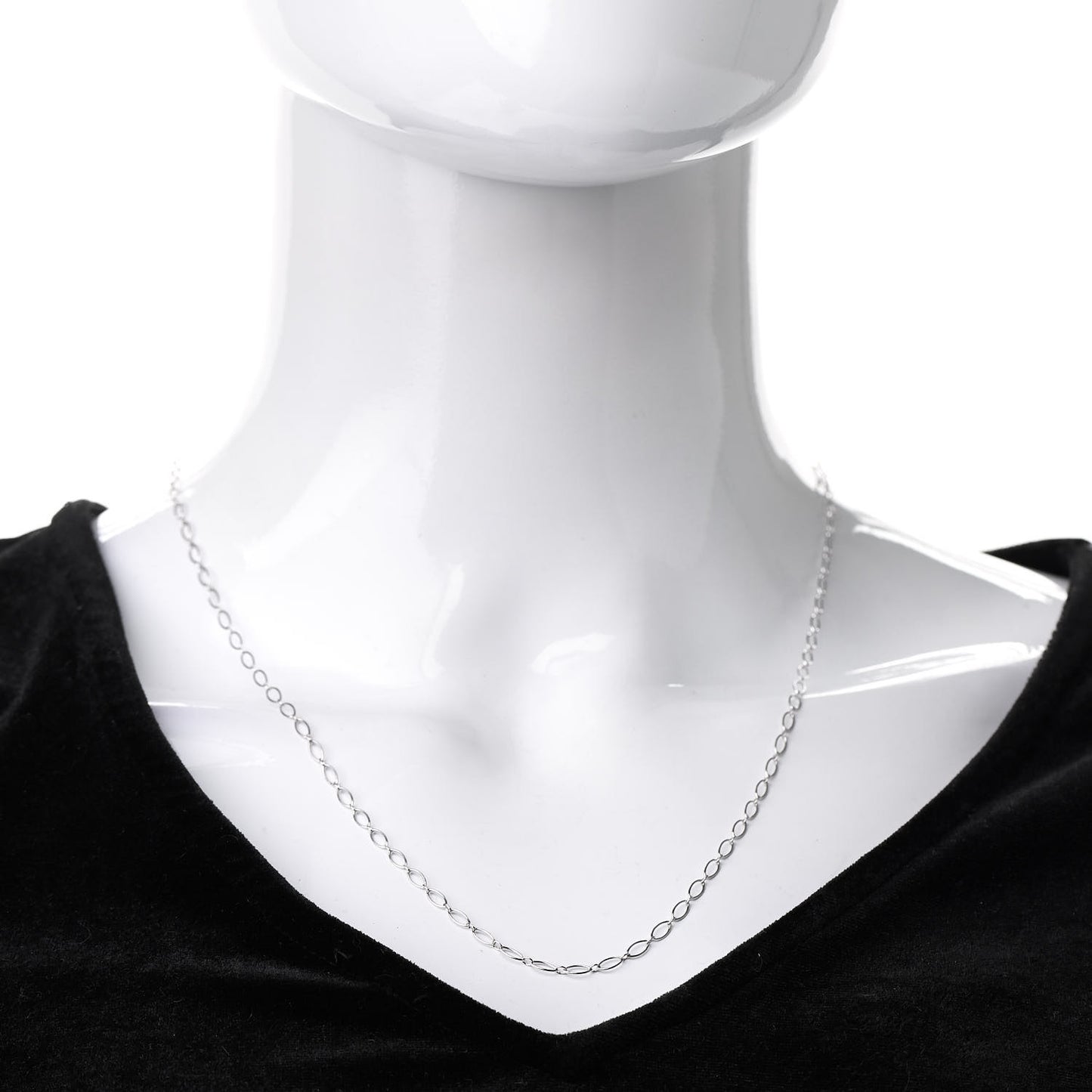 18K White Gold Oval Link Chain Necklace 20"