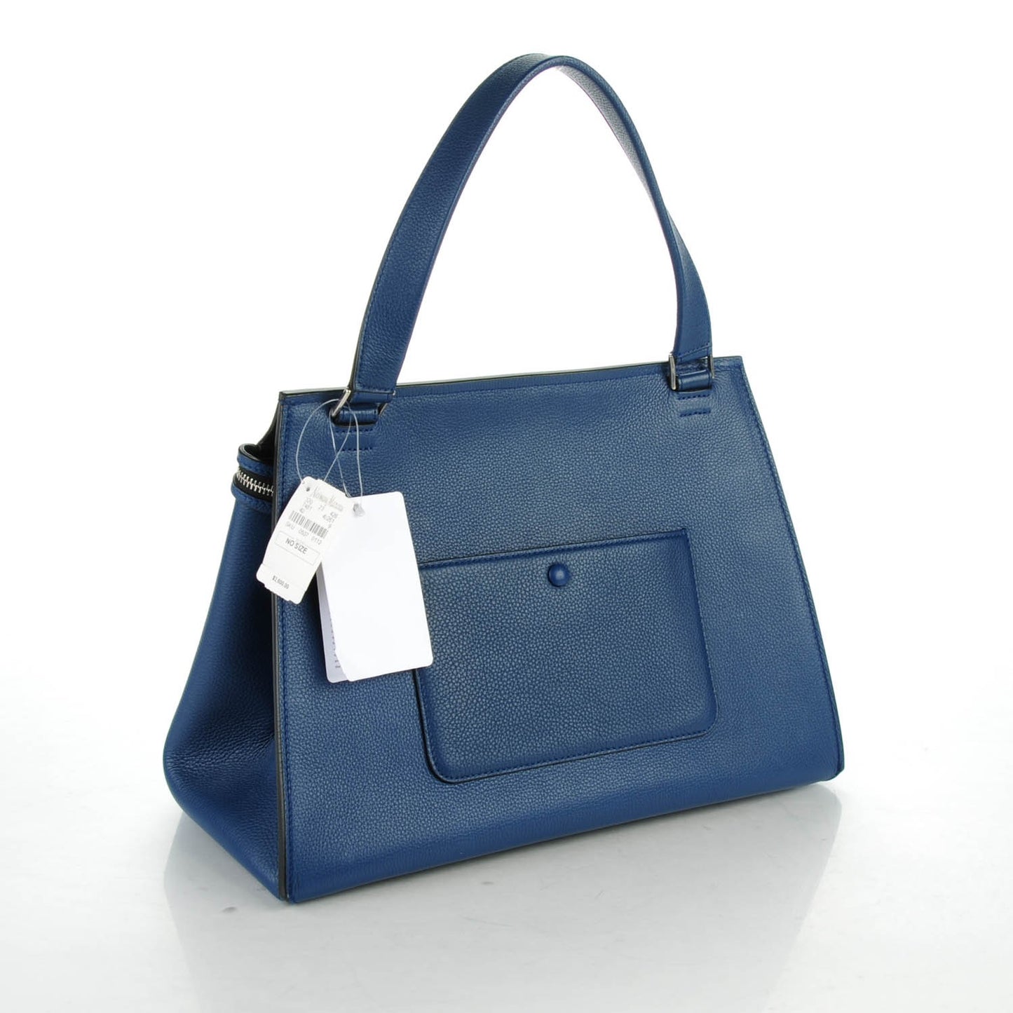 Drummed Calfskin Medium Edge Shoulder Bag Ocean Blue