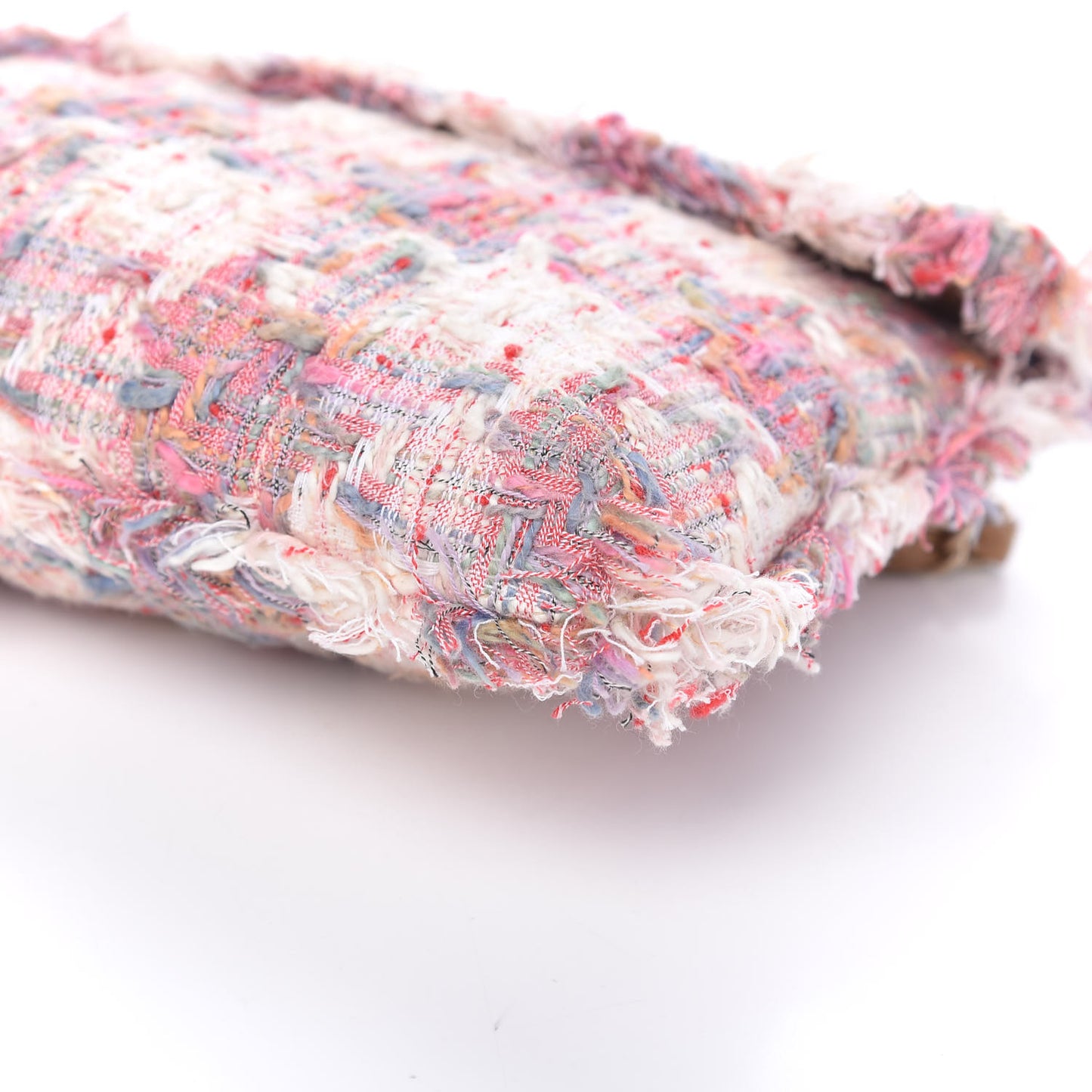 Tweed Fringe Chain Clutch Multicolor