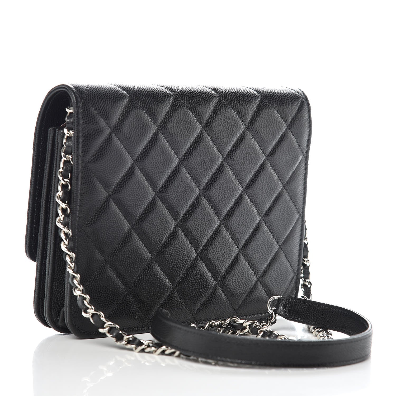 Chanel Caviar Quilted Square Wallet On Chain WOC Black 3 of 9