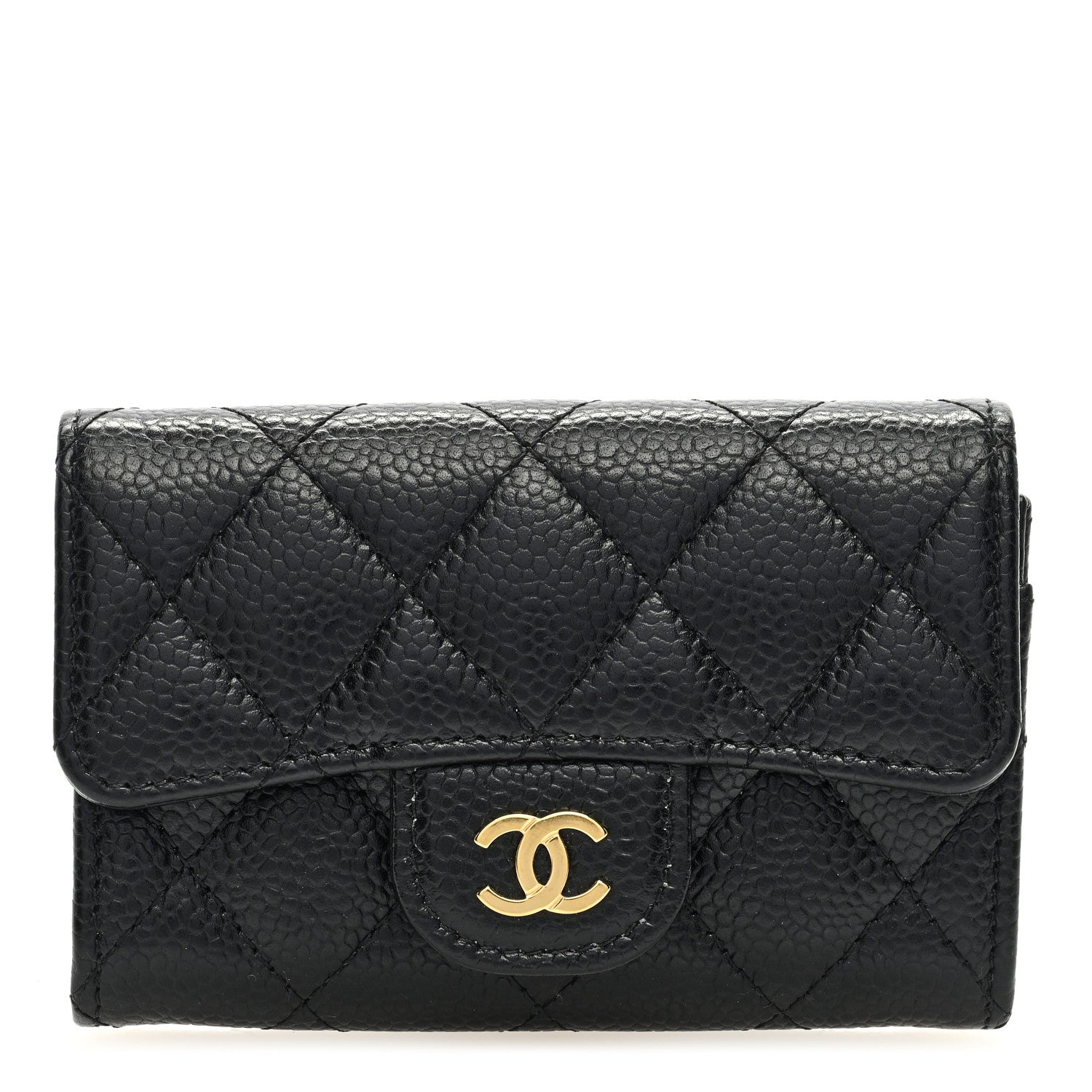 Chanel Caviar Quilted Flap Card Holder Wallet Black 1 of 7