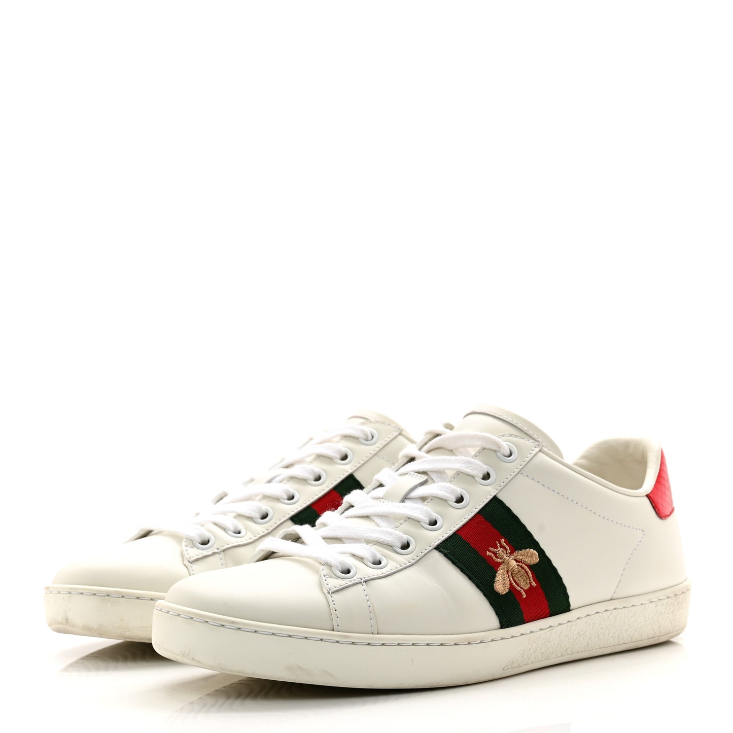 Calfskin Ayers Bee Embroidered Womens Ace Sneakers 37.5 White Green