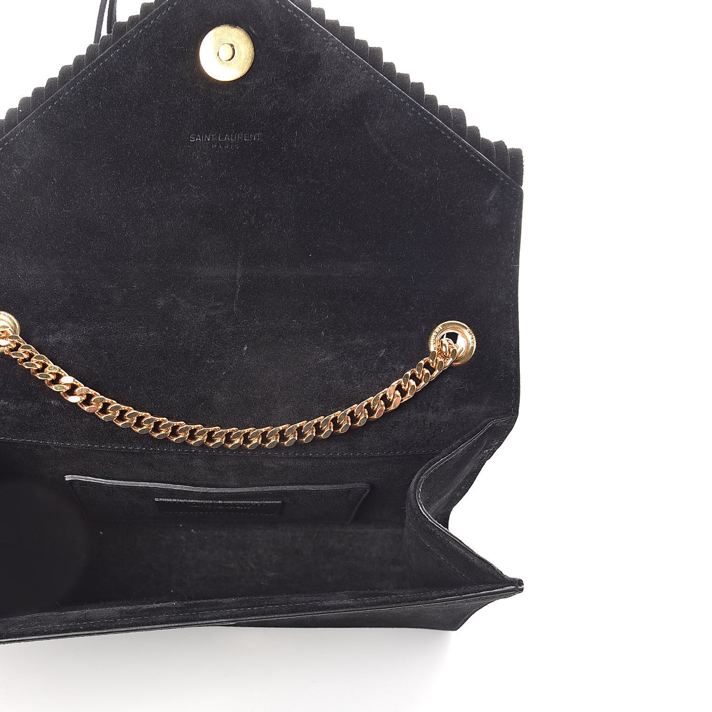 Suede Fringe Small Monogram Satchel Black