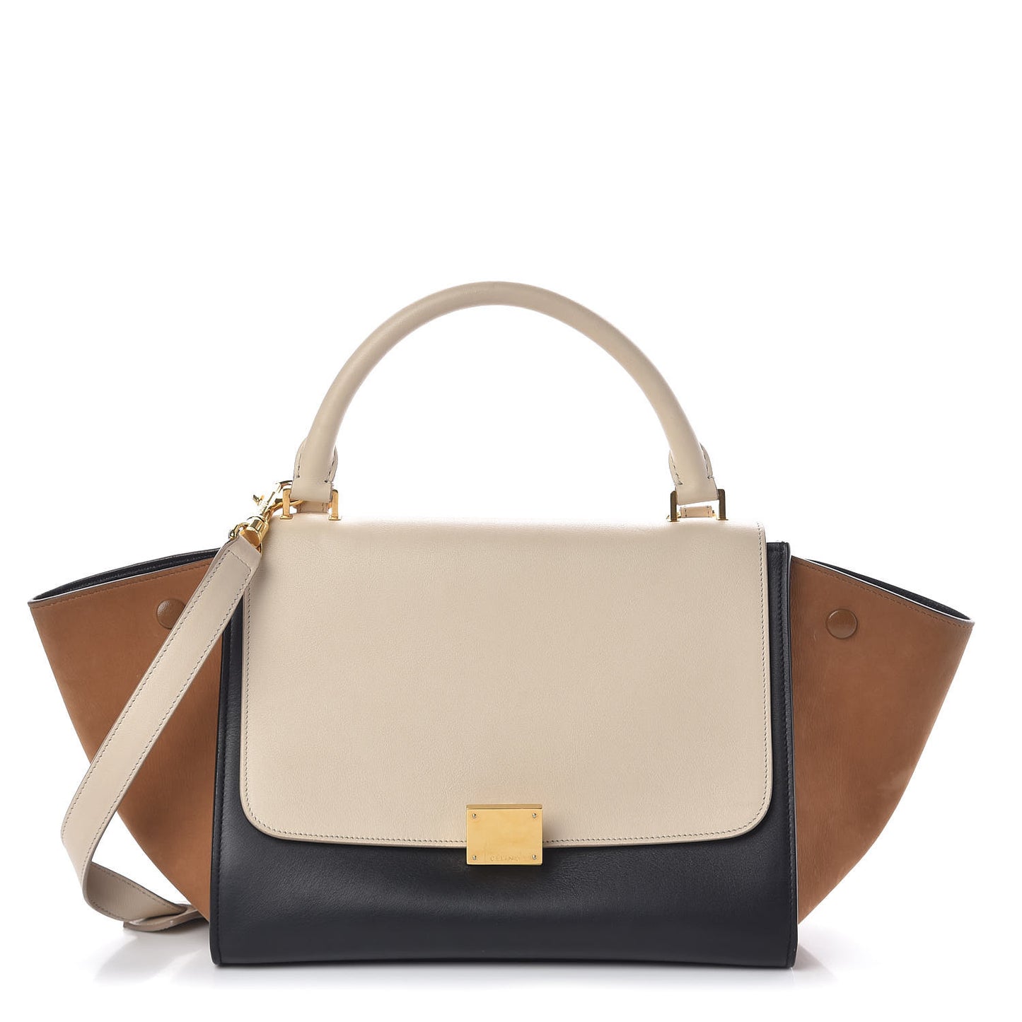 Smooth Calfskin Suede Small Tri-Color Trapeze White