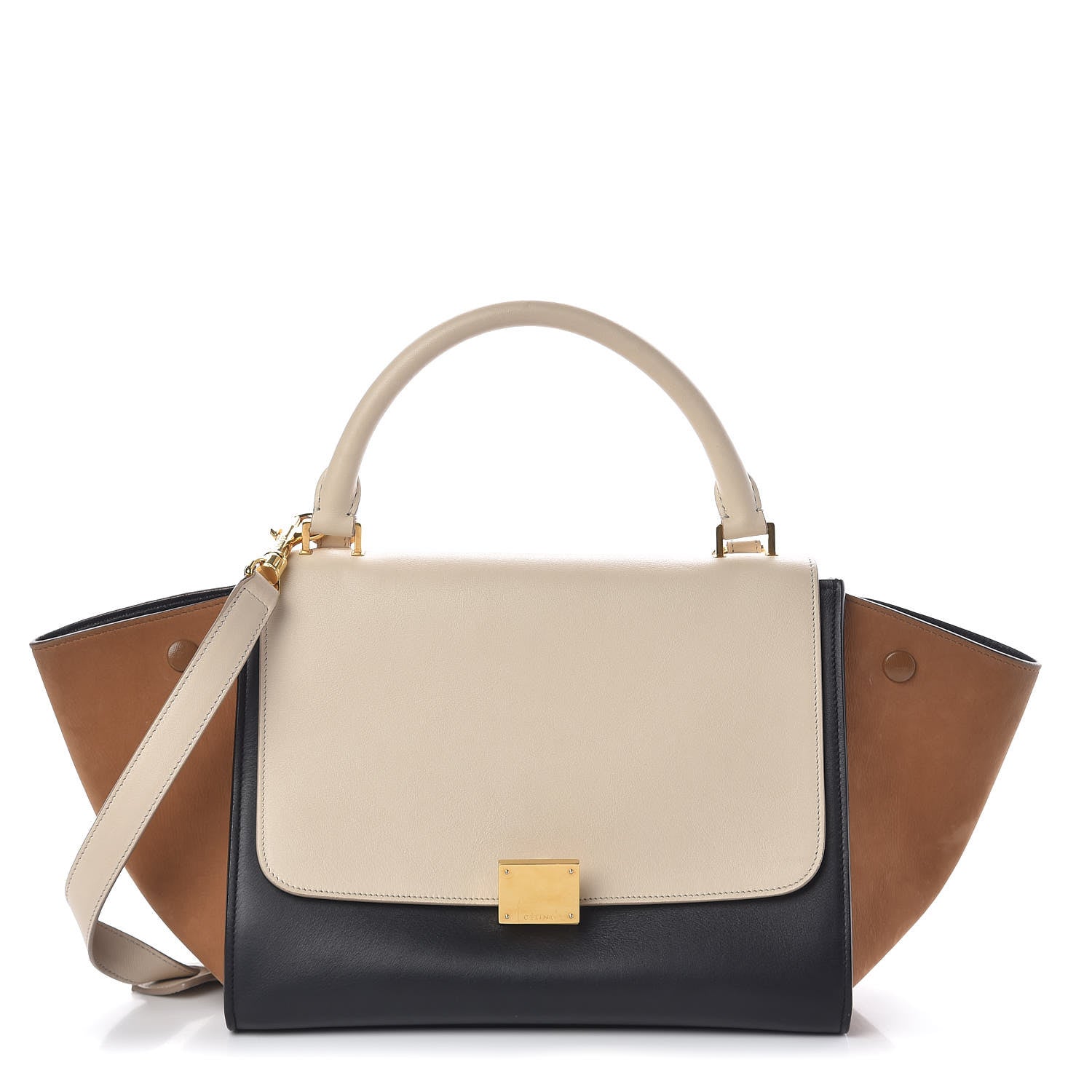 Celine Smooth Calfskin Suede Small Tri-Color Trapeze White 1 of 9