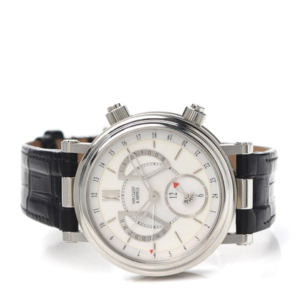 Van Cleef & Arpels Stainless Steel Alligator Mother of Pearl 43mm Reveil GMT Automatic Watch 2 of 5