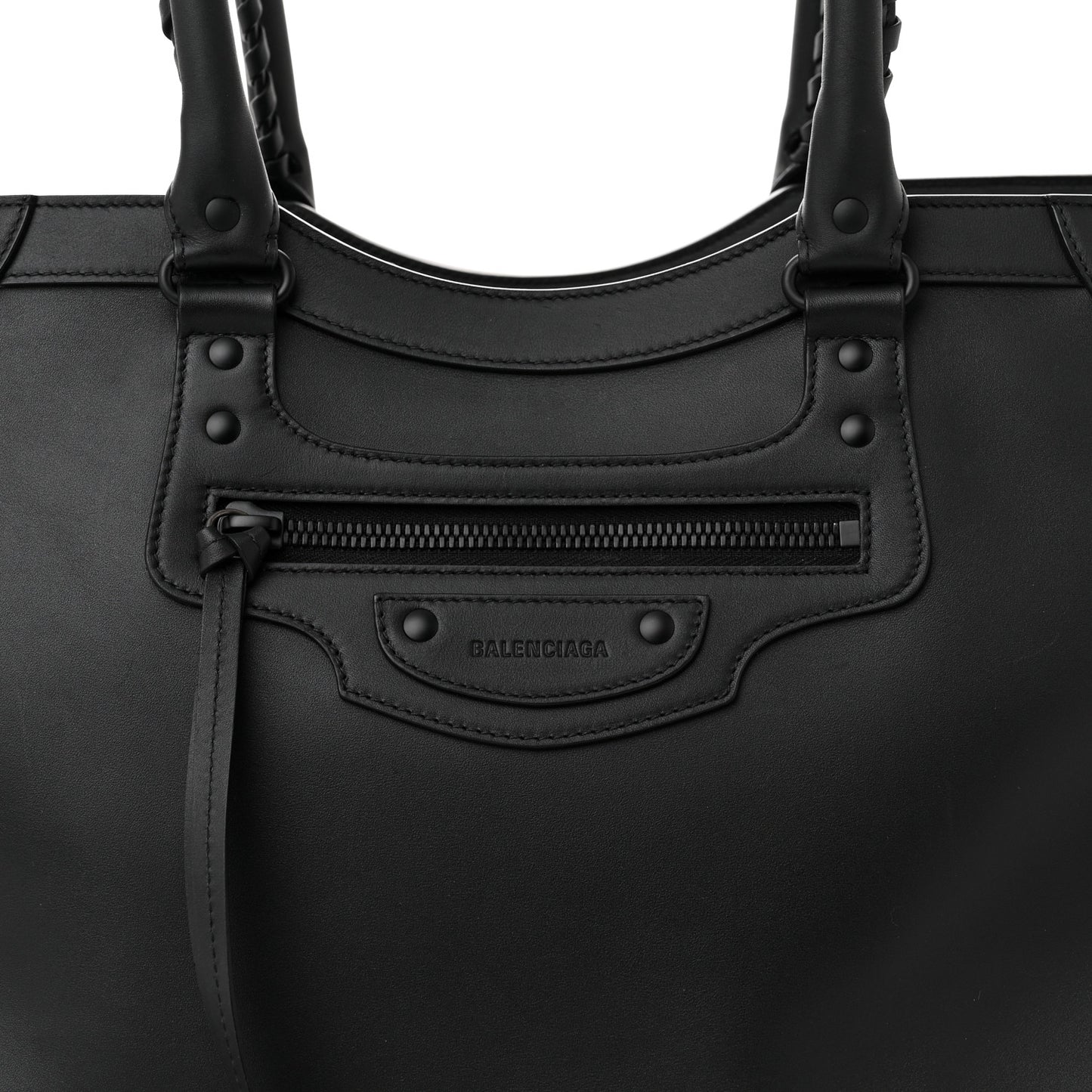 Smooth Calfskin Neo Classic Black Hardware Large Top Handle Bag Black