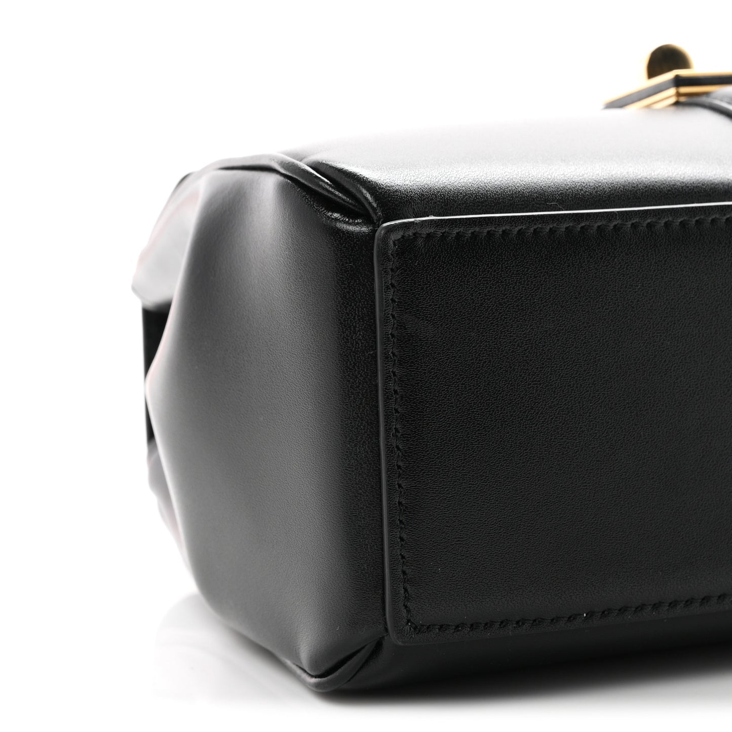 Satinated Calfskin Mini 16 Top Handle Bag Black