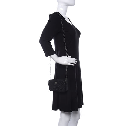 Chanel Sheepskin Chevron Quilted Studded Reissue Small Clutch With Chain Black 2 of 11