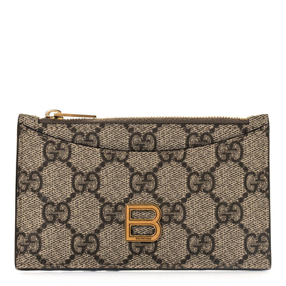 Gucci X BALENCIAGA GG Supreme Monogram Zip Card Case Beige Ebony 1 of 8
