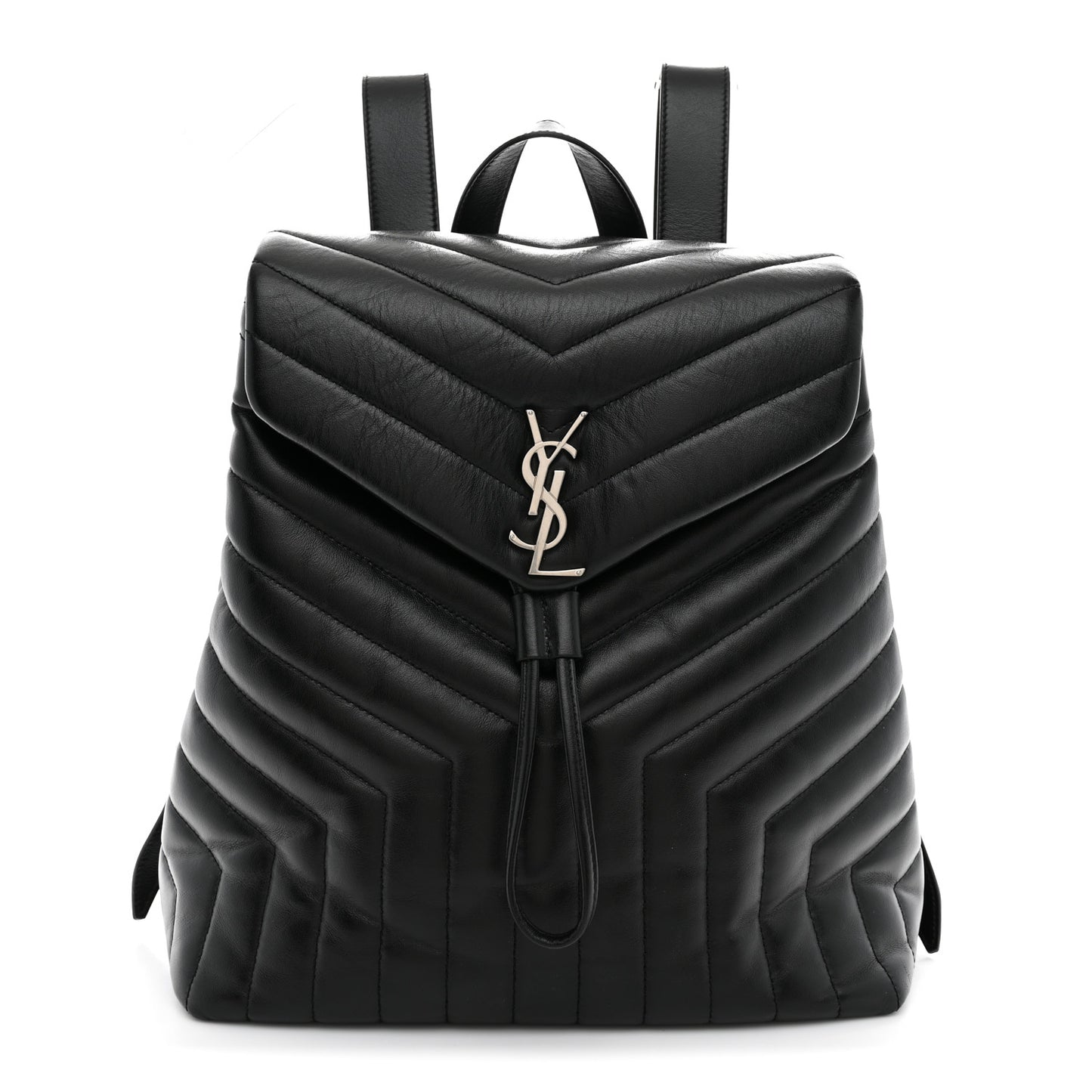 Calfskin Y Quilted Monogram Medium Loulou Backpack Black
