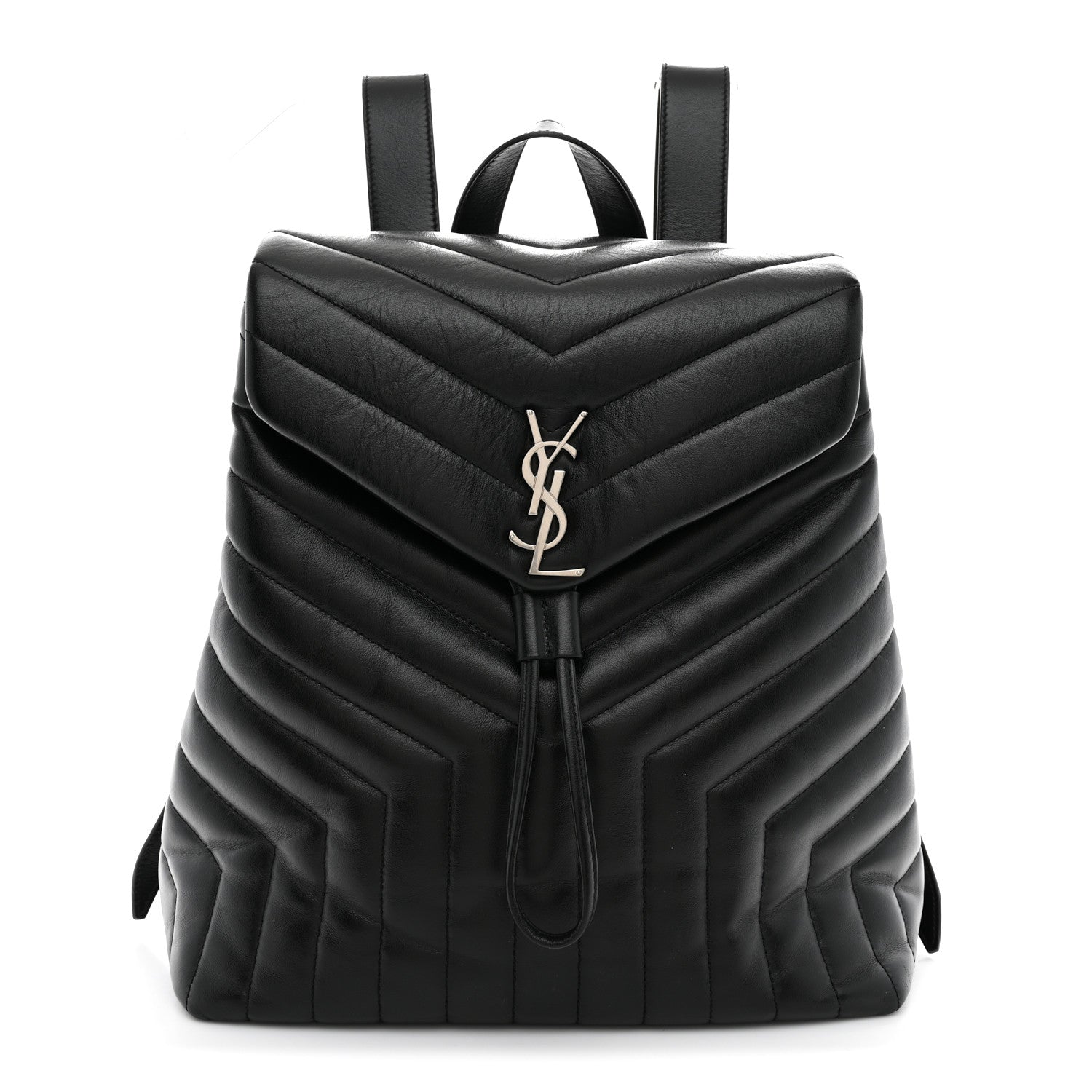 Saint Laurent Calfskin Y Quilted Monogram Medium Loulou Backpack Black 1 of 10