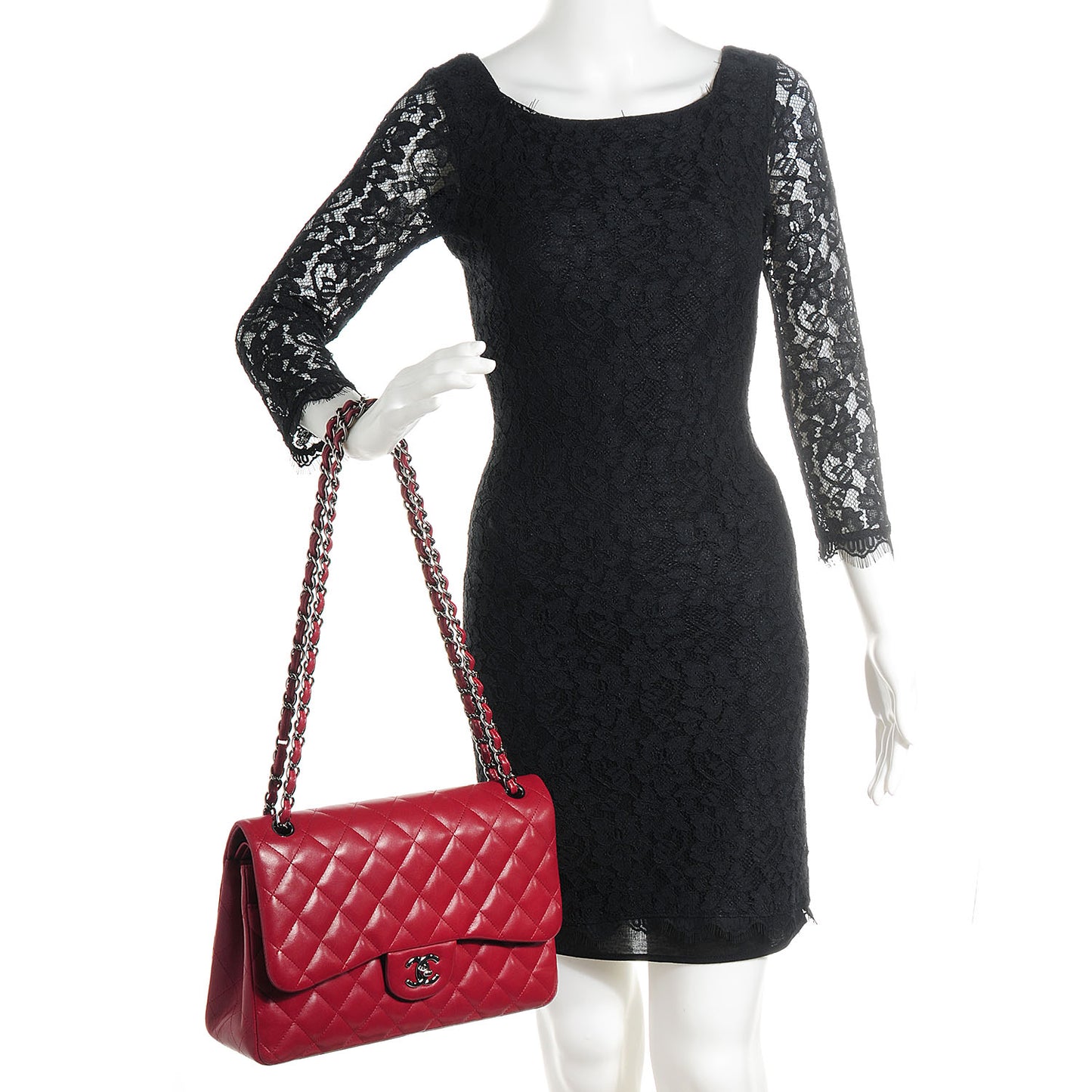 Lambskin Jumbo Double Flap Red