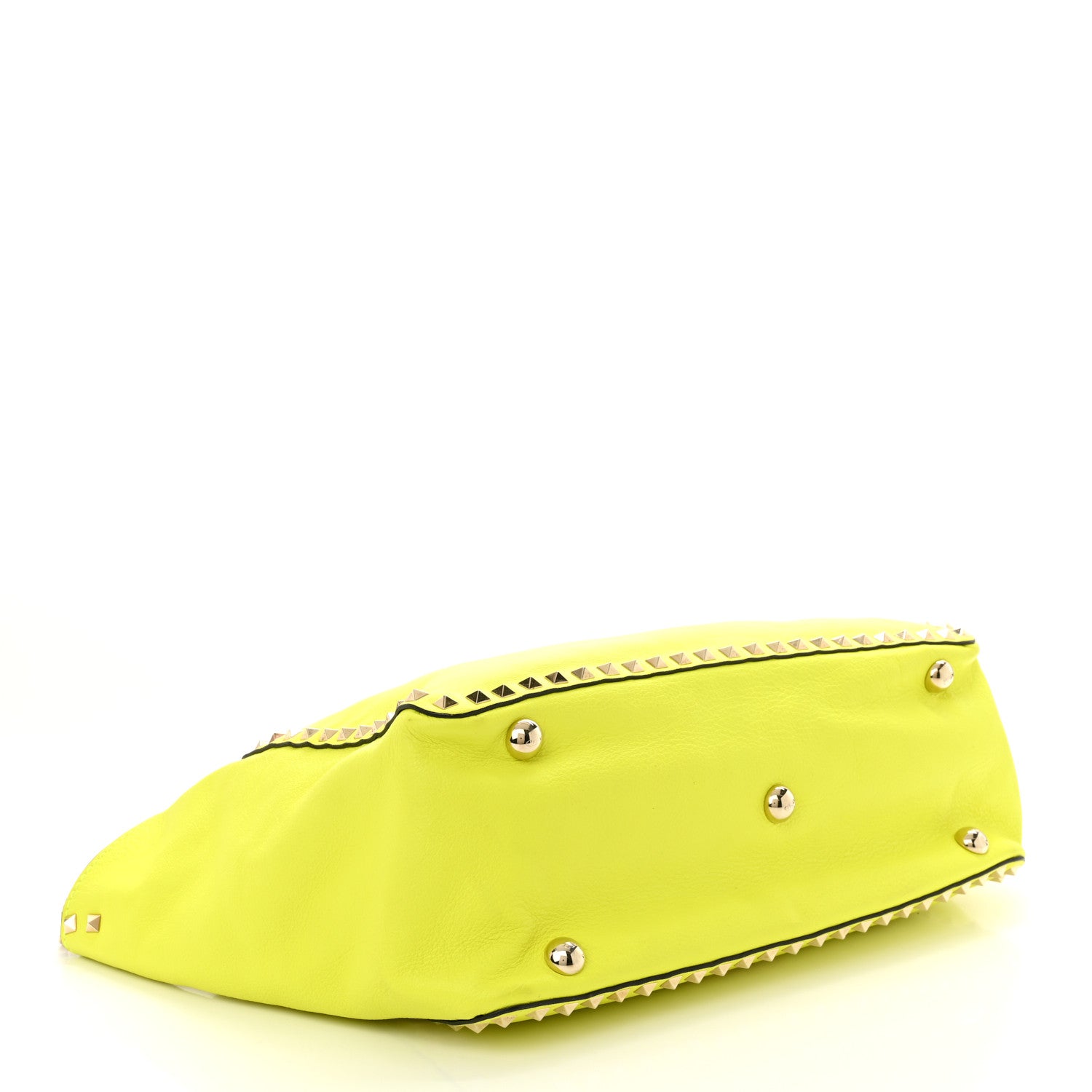 Valentino Garavani Vitello Medium Rockstud Tote Yellow Fluo 3 of 10