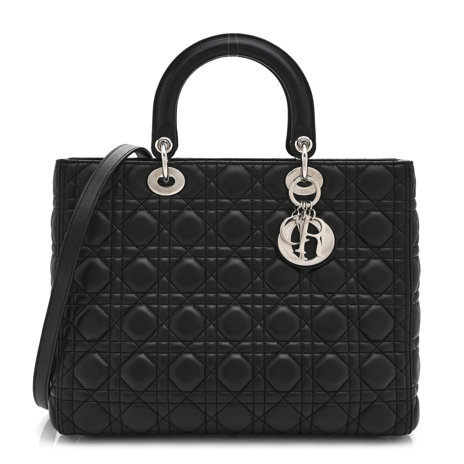 Christian Dior Lambskin Cannage Large Lady Dior Black 1 of 10
