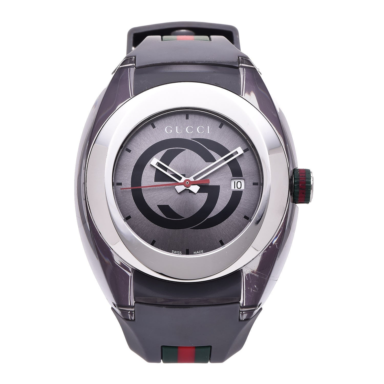 Gucci Stainless Steel Rubber 46mm Sync Web Quartz Watch Grey 1 of 7
