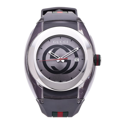 Gucci Stainless Steel Rubber 46mm Sync Web Quartz Watch Grey 1 of 7