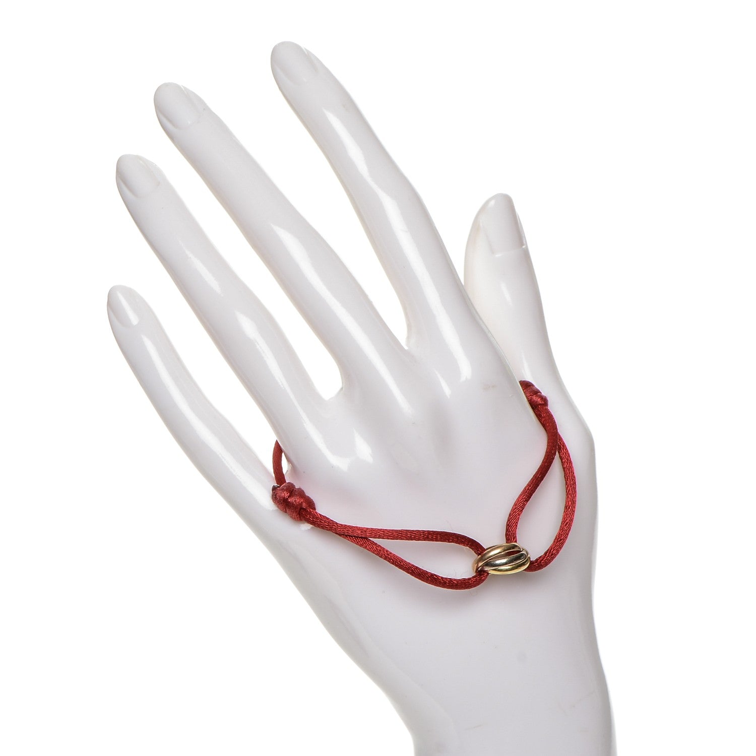 Cartier 18K Pink Yellow White Gold Trinity Cord Bracelet Red 2 of 6