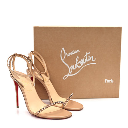 Christian Louboutin Kid Spiked So Me 100 Sandals 38.5 Nude 9 of 10