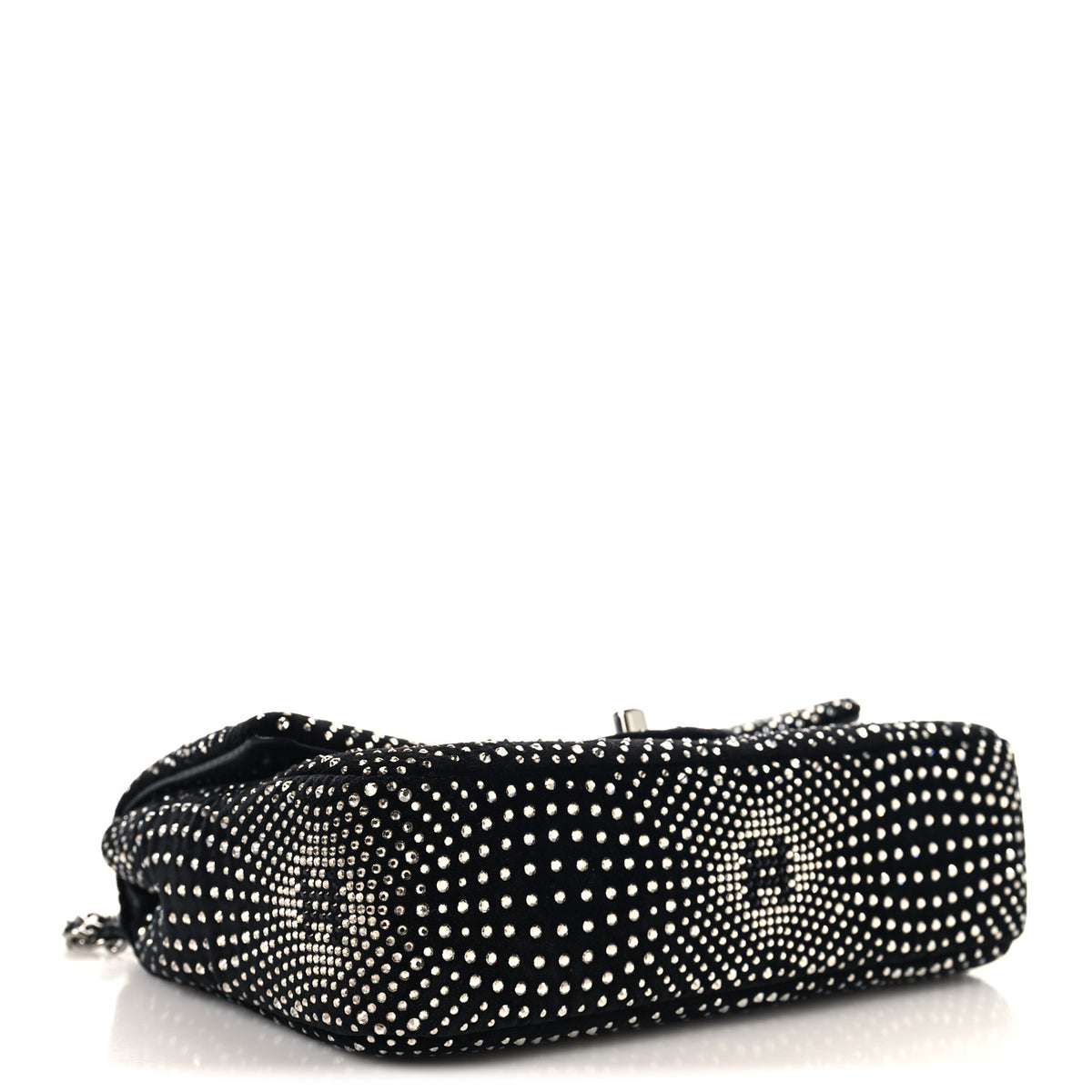 Chanel Velvet Strass Evening Flap Bag Black Silver 3 of 10