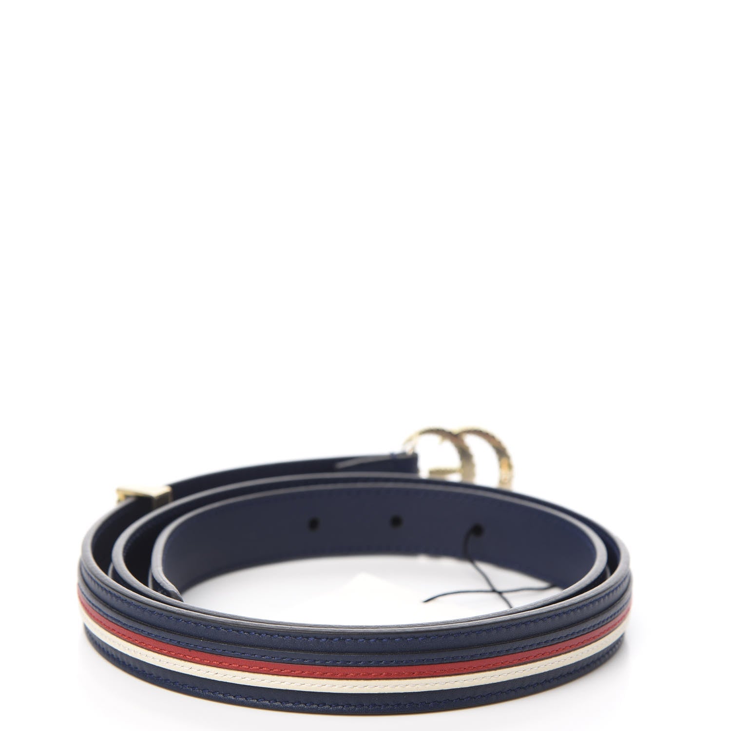 Gucci Calfskin Sylvie Stripe Torchon Double G 20mm Belt 90 36 Maritime Hibiscus Red Mystic White 2 of 5