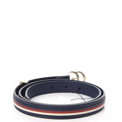 Gucci Calfskin Sylvie Stripe Torchon Double G 20mm Belt 90 36 Maritime Hibiscus Red Mystic White 2 of 5