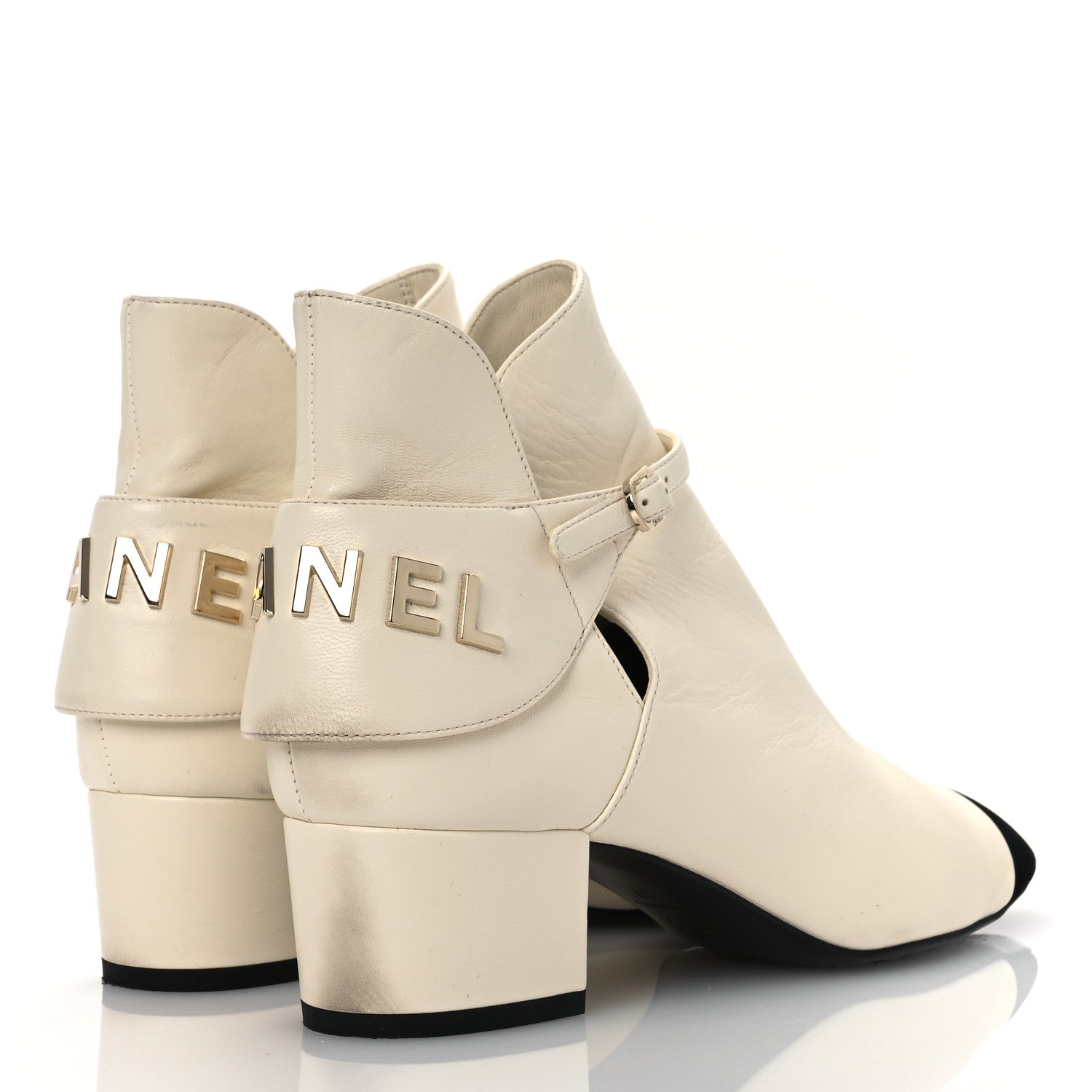 Chanel Lambskin Velvet Cap Toe Short Ankle Boots 37 White 5 of 13