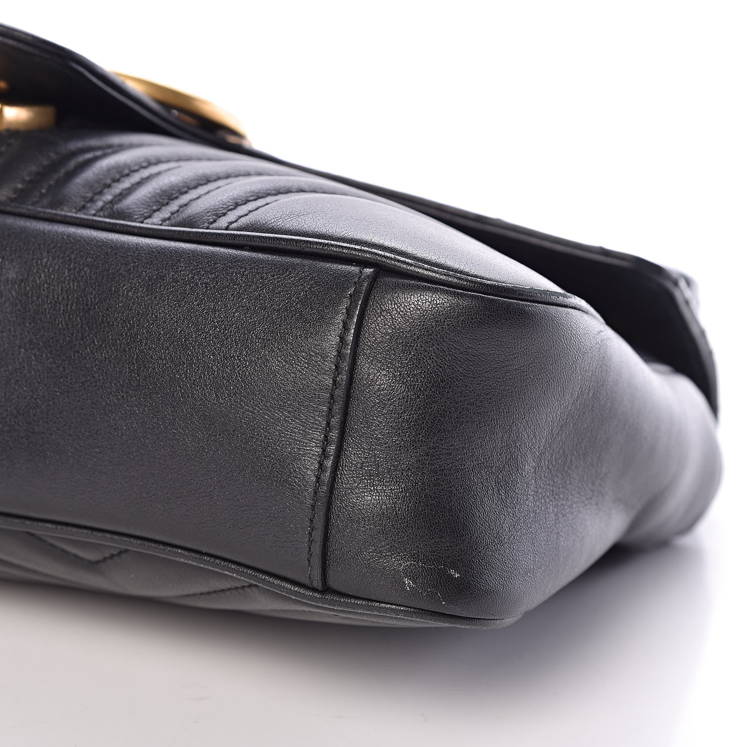 Gucci Calfskin Matelasse Medium GG Marmont Shoulder Bag Black 10 of 11
